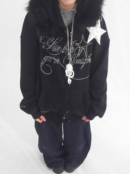 innomoood Cozy Loose Fit Hooded Cardigan Commuter Women Long Sleeve Button Hoodies