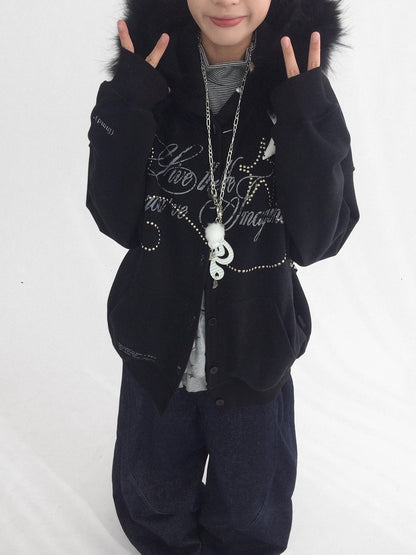 innomoood Cozy Loose Fit Hooded Cardigan Commuter Women Long Sleeve Button Hoodies