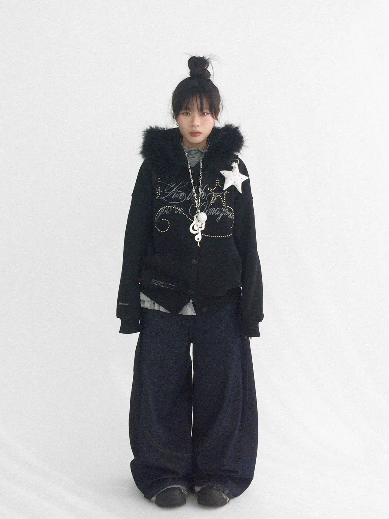 innomoood Cozy Loose Fit Hooded Cardigan Commuter Women Long Sleeve Button Hoodies