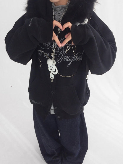 innomoood Cozy Loose Fit Hooded Cardigan Commuter Women Long Sleeve Button Hoodies