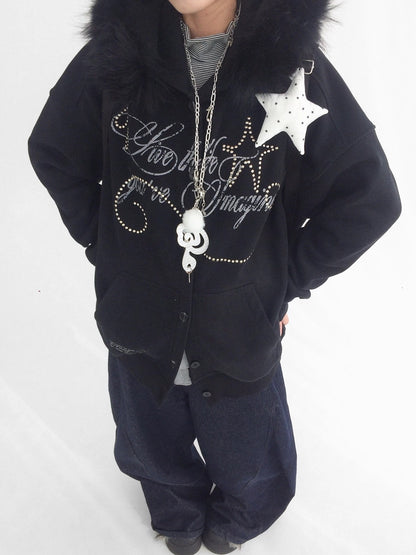 innomoood Cozy Loose Fit Hooded Cardigan Commuter Women Long Sleeve Button Hoodies