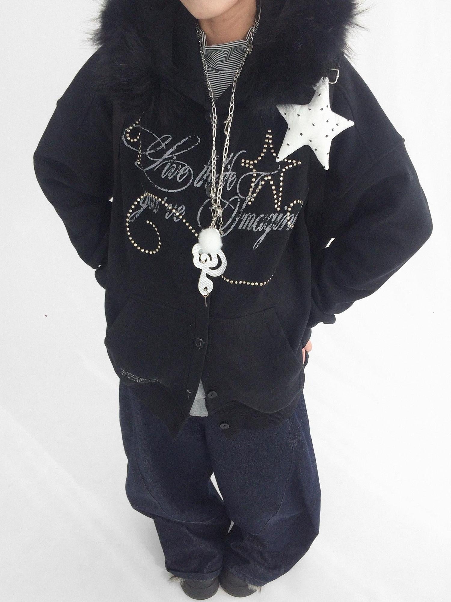 innomoood Cozy Loose Fit Hooded Cardigan Commuter Women Long Sleeve Button Hoodies