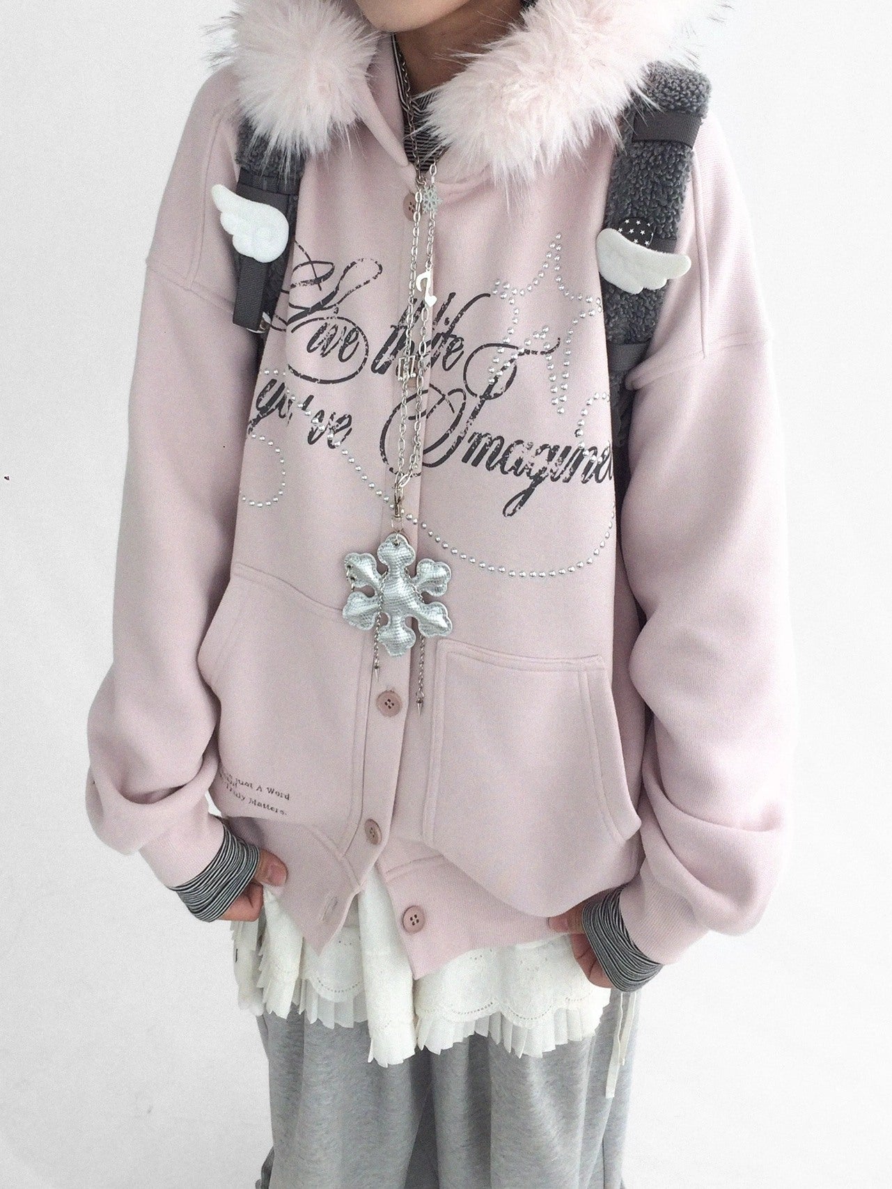 innomoood Cozy Loose Fit Hooded Cardigan Commuter Women Long Sleeve Button Hoodies