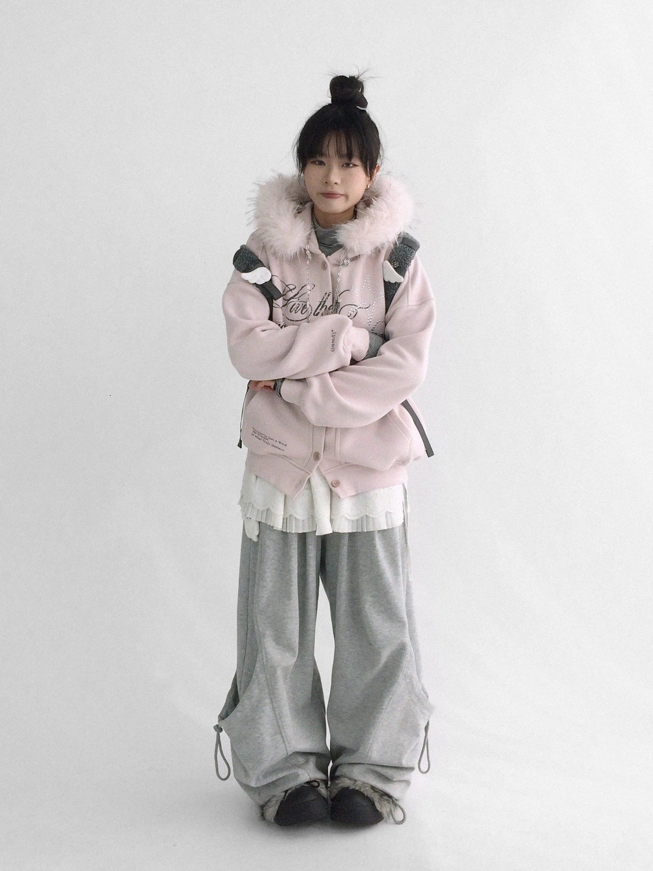 innomoood Cozy Loose Fit Hooded Cardigan Commuter Women Long Sleeve Button Hoodies