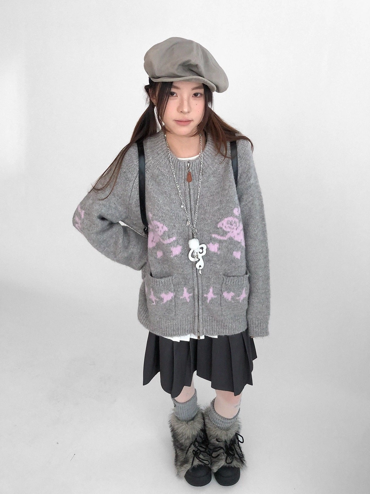 innomoood Cozy Thermal Commuter Loose Fit Pullover Round Neck Unisex Solid Knit Sweater