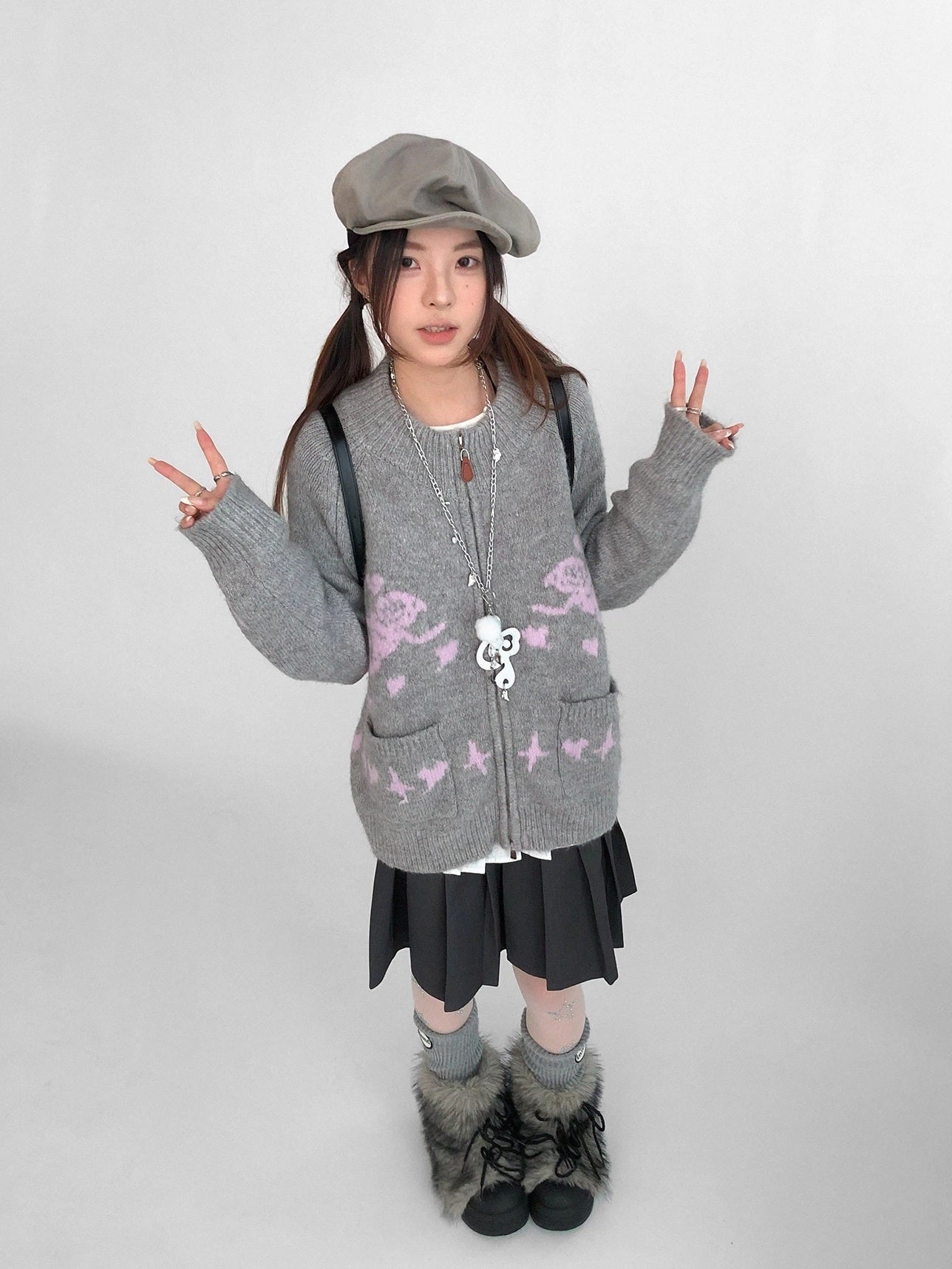 innomoood Cozy Thermal Commuter Loose Fit Pullover Round Neck Unisex Solid Knit Sweater