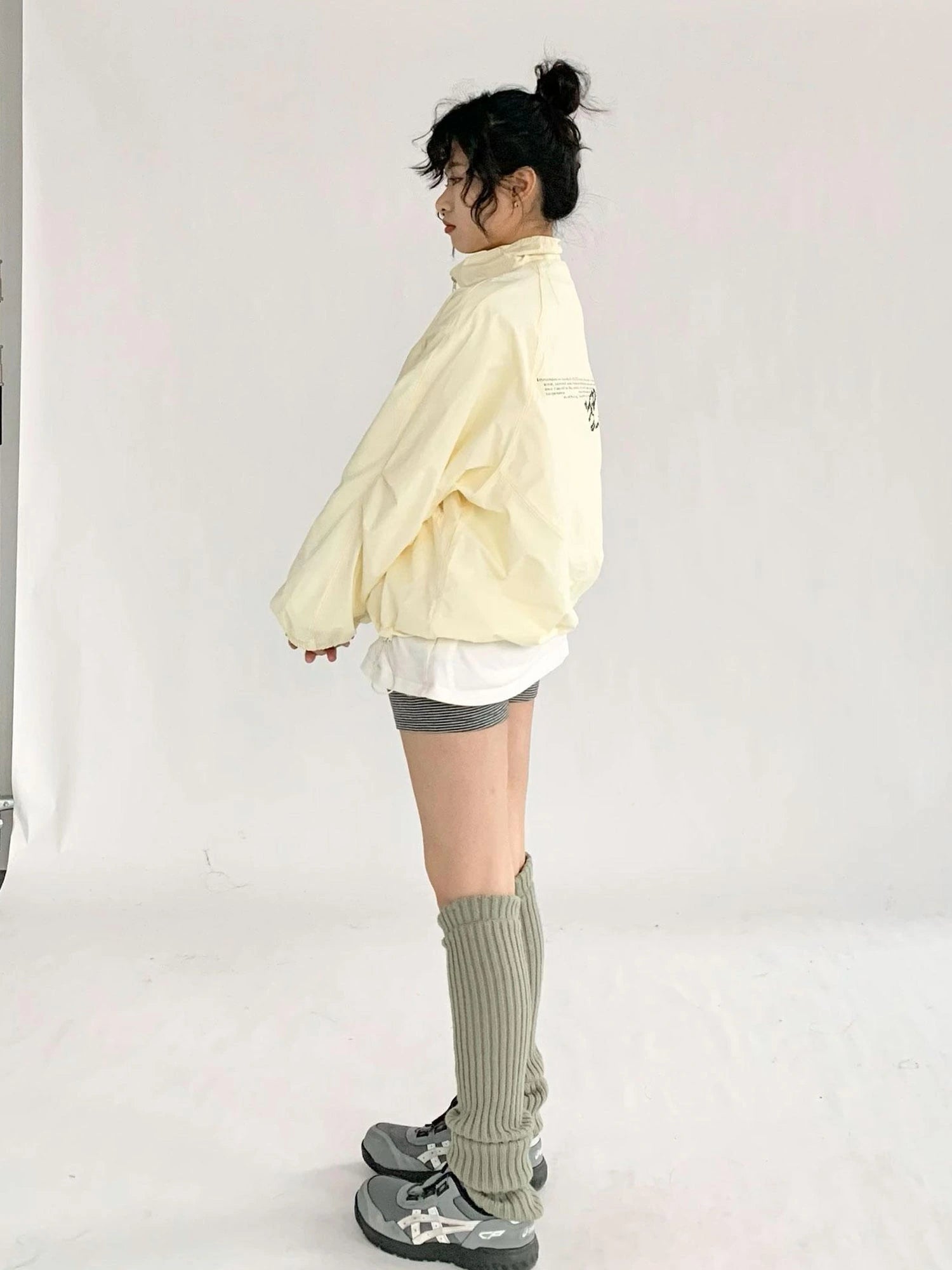 Creamy Yellow Arc Seam Nylon Sun Protective Oversized Jacket