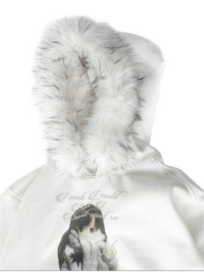 innomoood Detachable Fur Hoodie Fleece Lined Sweatshirt