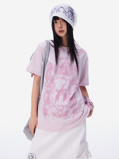 innomoood Distressed Angel Vintage Print Women&