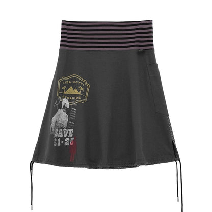 innomoood_Distressed_Print_A_Line_Layered_Ruched_Elastic_Waist_Cotton_Women&