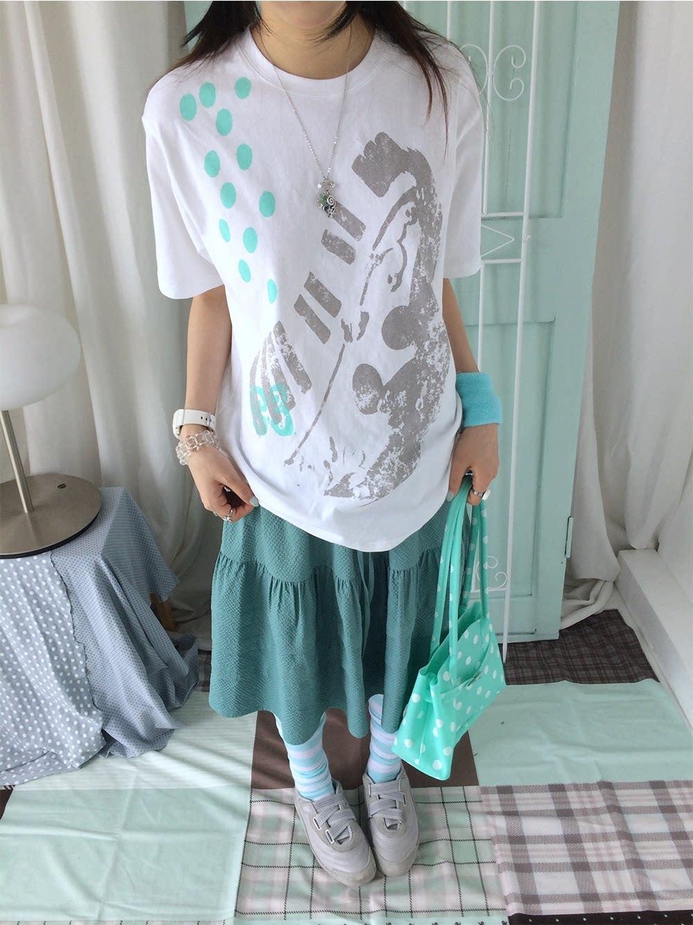 innomoood Distressed Print Colorblock Polka Dot Women&