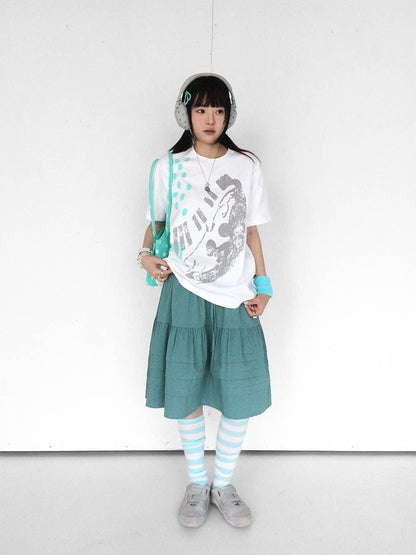 innomoood Distressed Print Colorblock Polka Dot Women&
