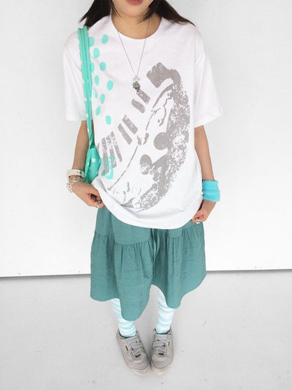 innomoood Distressed Print Colorblock Polka Dot Women&