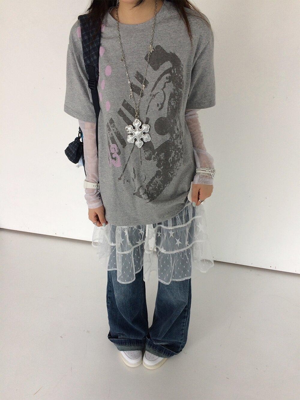 innomoood Distressed Print Colorblock Polka Dot Women&
