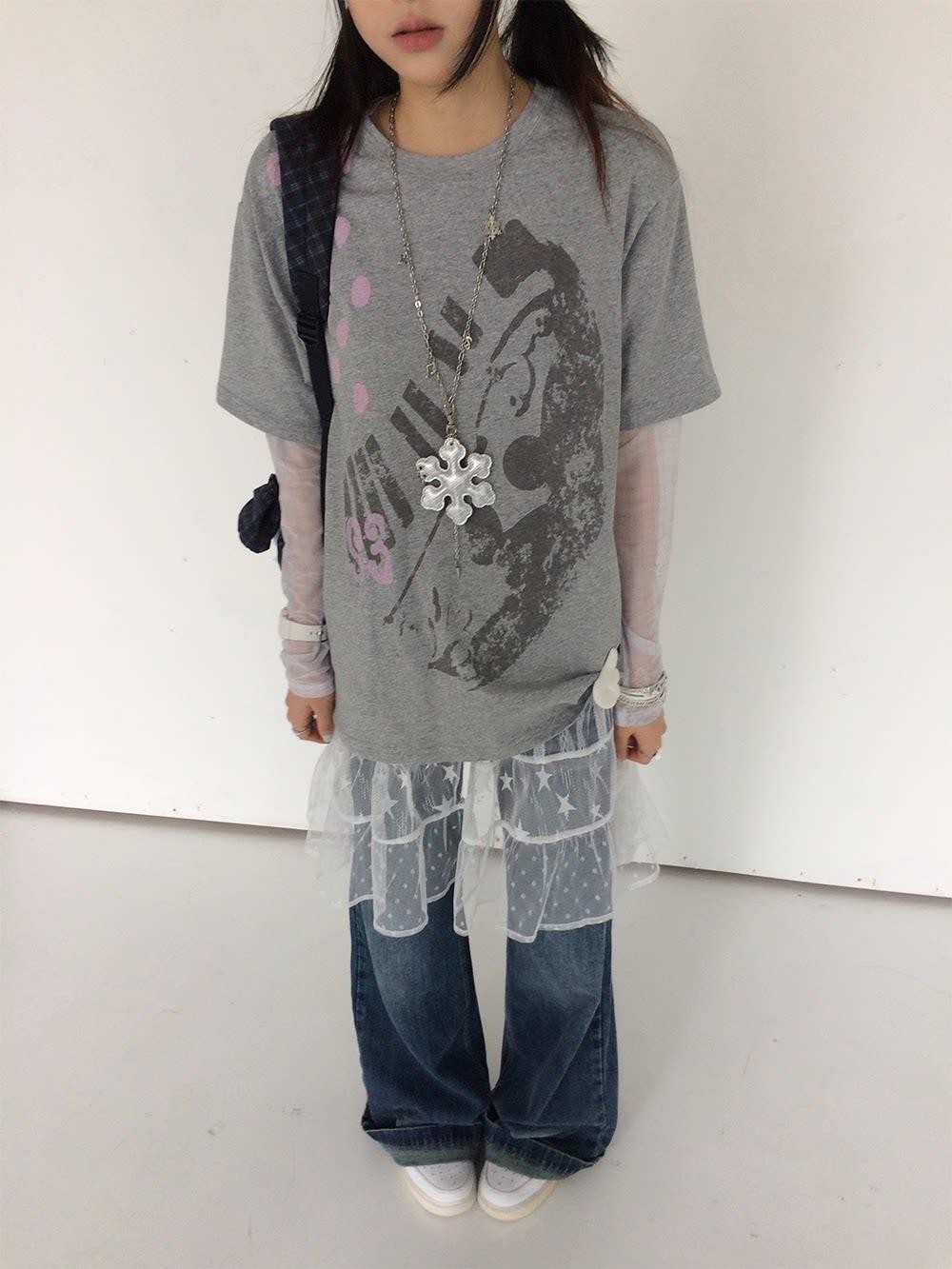 innomoood Distressed Print Colorblock Polka Dot Women&