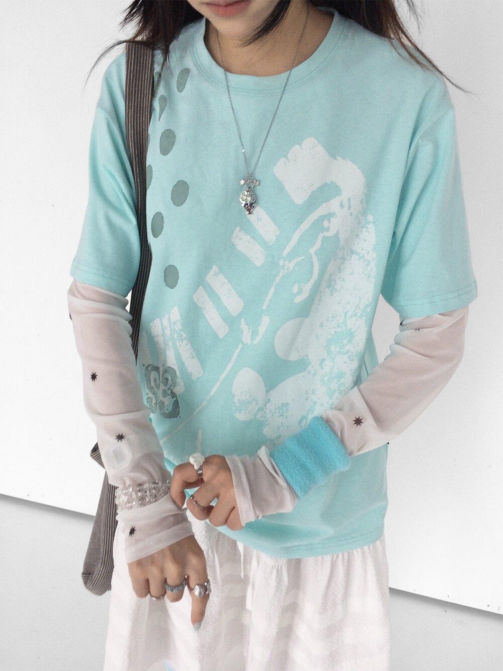 innomoood Distressed Print Colorblock Polka Dot Women&