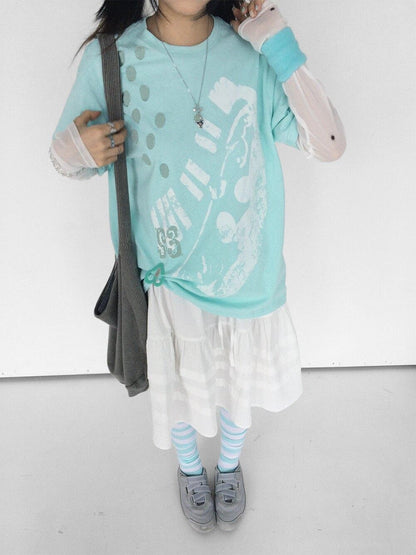 innomoood Distressed Print Colorblock Polka Dot Women&