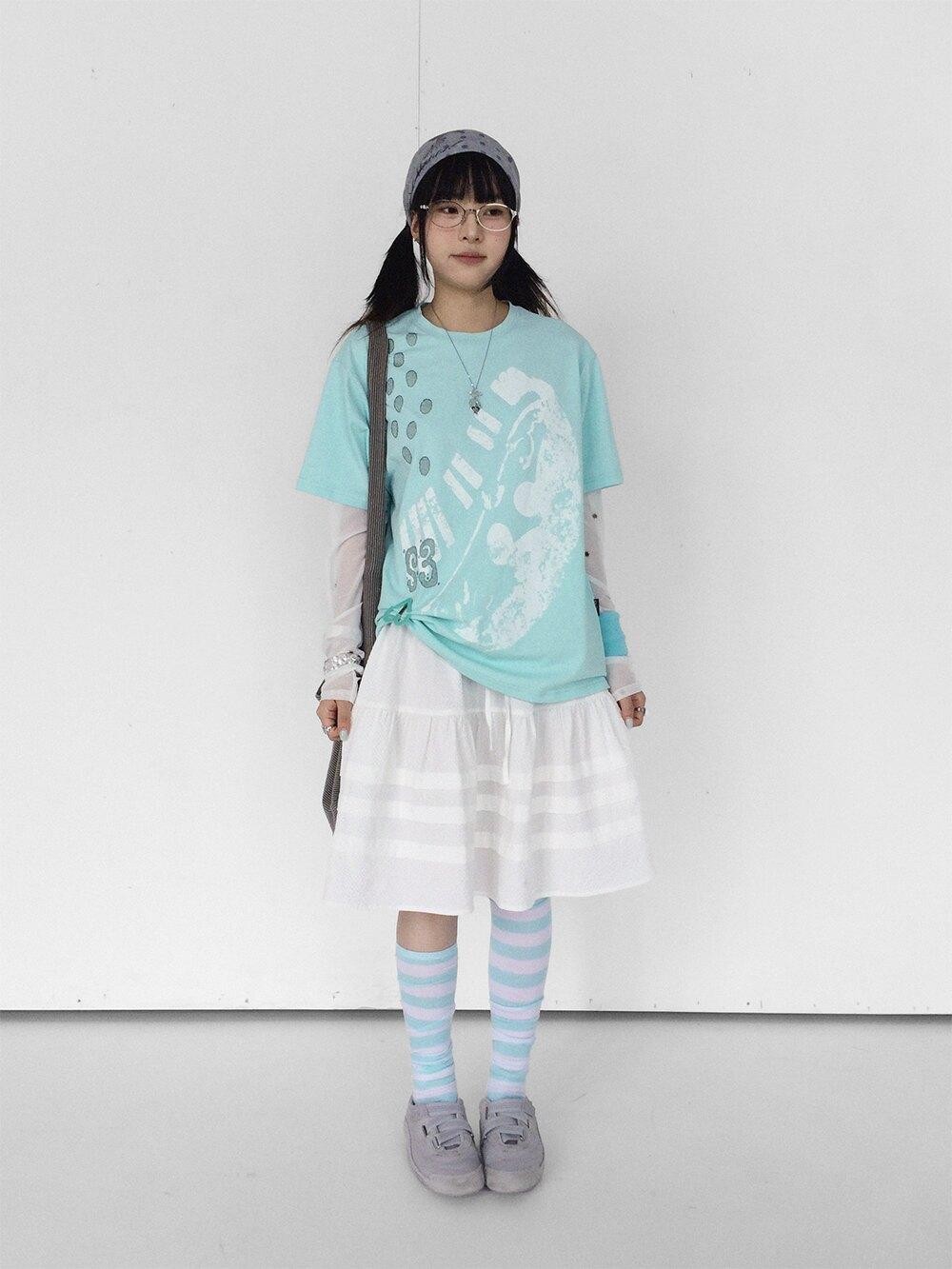 innomoood Distressed Print Colorblock Polka Dot Women&