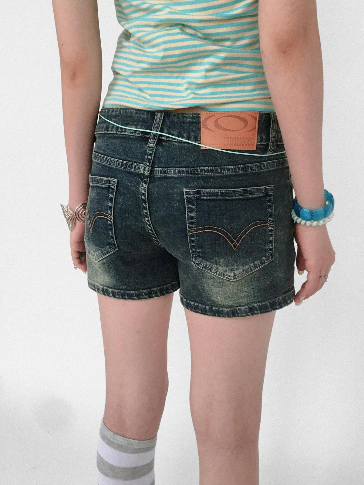 innomoood Distressed Vintage Wash Low Waist Stretch Women&