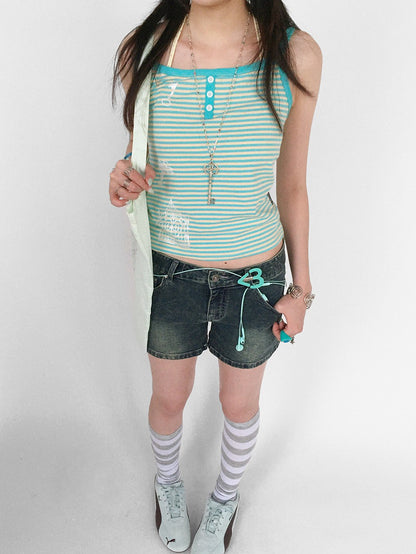innomoood Distressed Vintage Wash Low Waist Stretch Women&