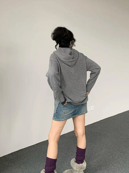 Double Star Orbit Hooded Sweater V-neck T-shirt Long Sleeve