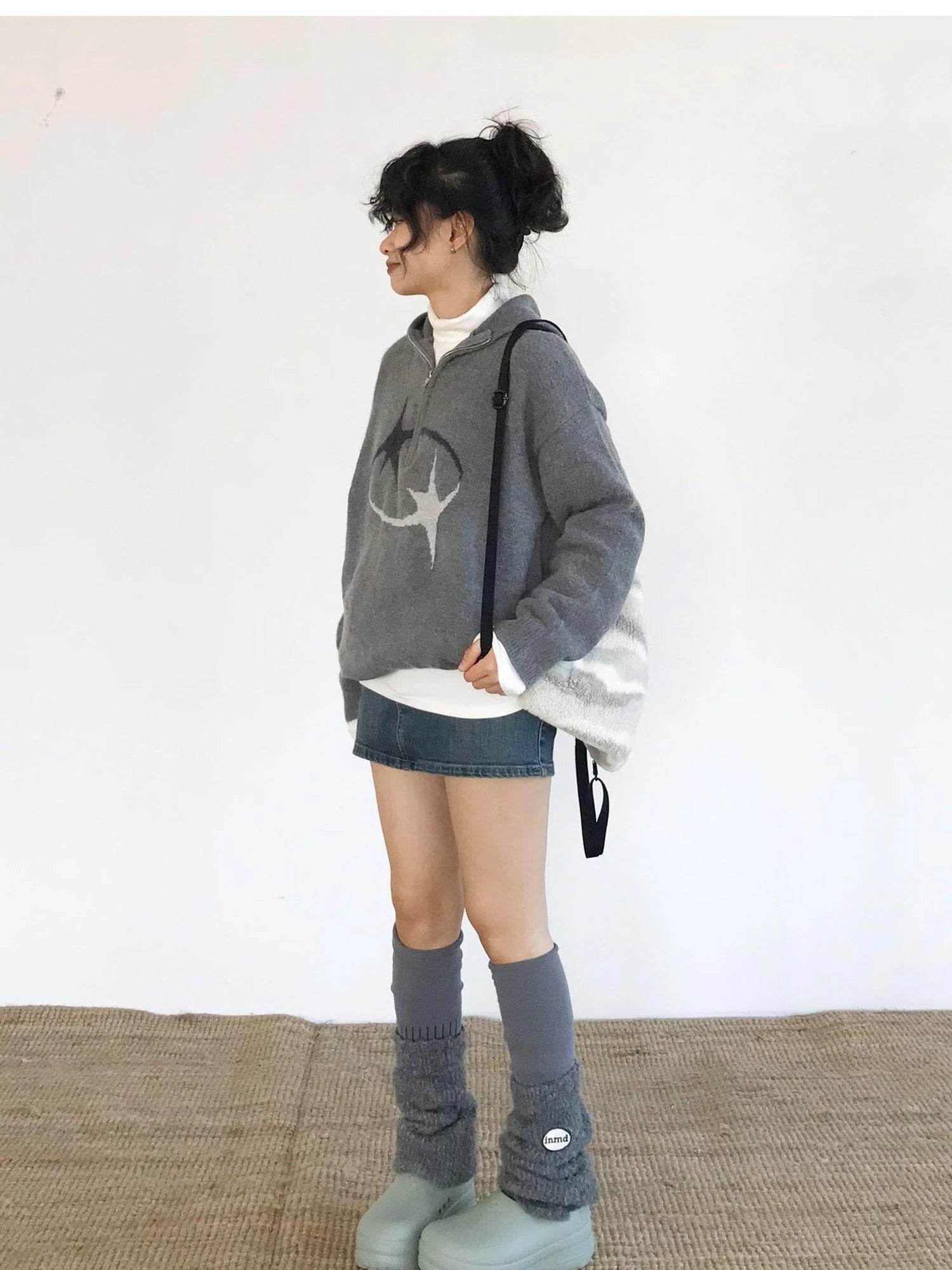 Double Star Orbit Hooded Sweater V-neck T-shirt Long Sleeve