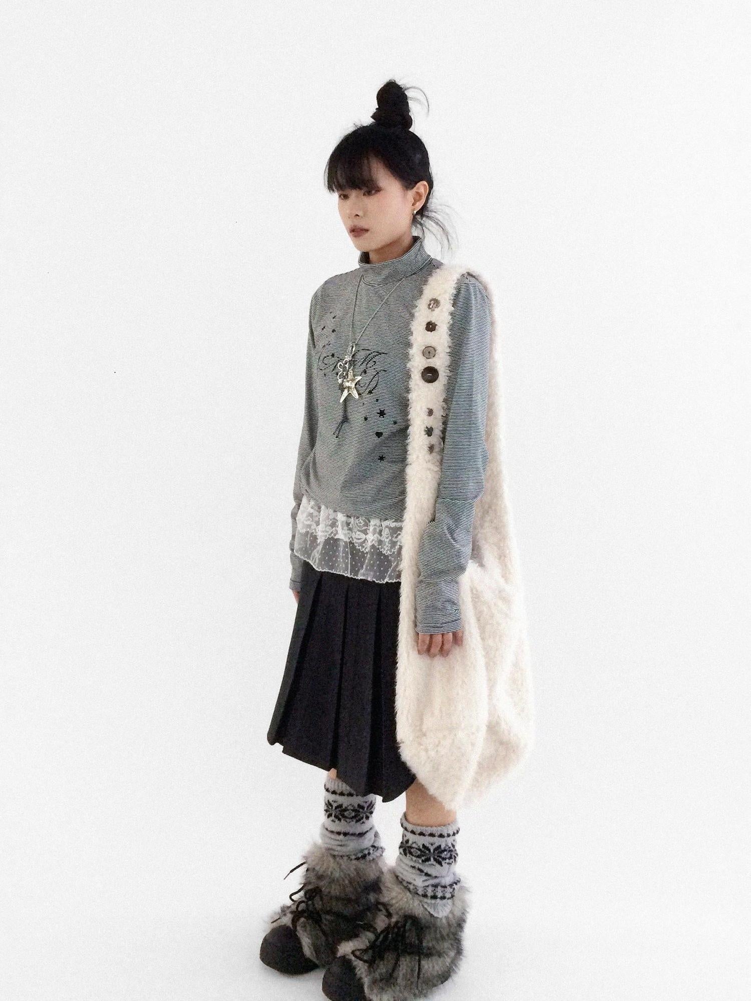 innomoood Embroidered Lace Double Layer A Line High Waist Women Tie Waist Accessories