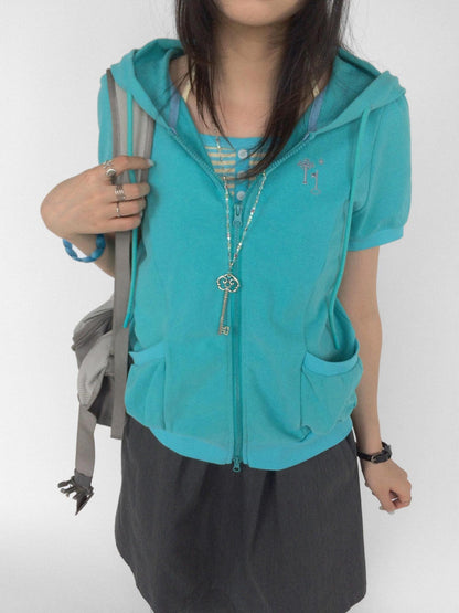 innomoood Embroidered Short Sleeve Solid Casual Women&