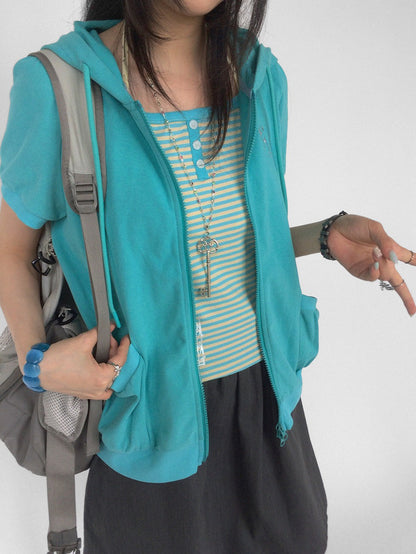 innomoood Embroidered Short Sleeve Solid Casual Women&