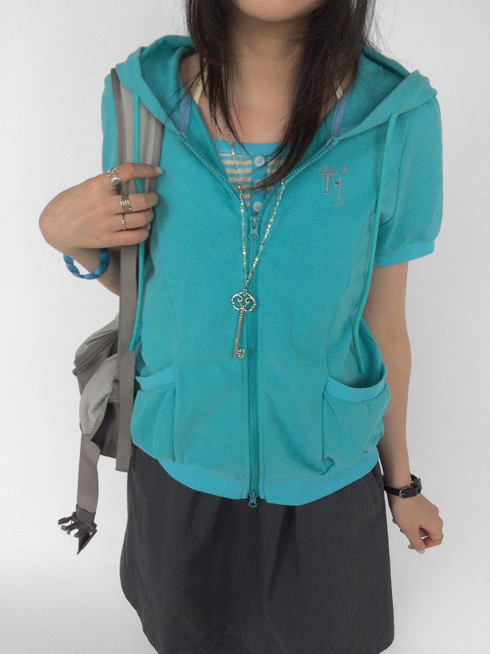 innomoood Embroidered Short Sleeve Solid Casual Women&