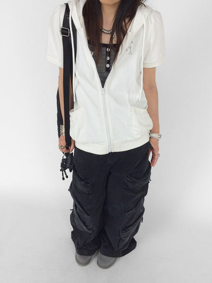 innomoood Embroidered Short Sleeve Solid Casual Women&