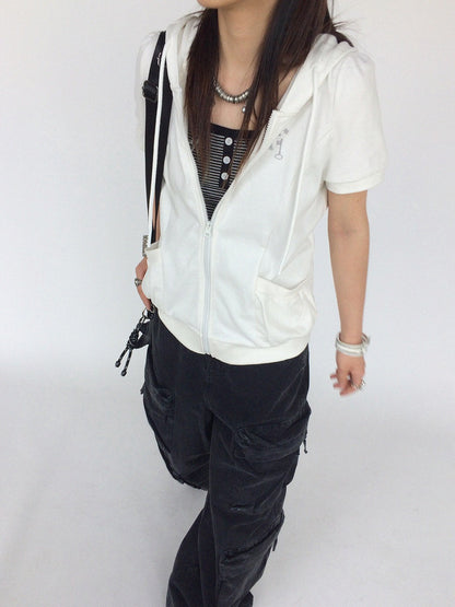 innomoood Embroidered Short Sleeve Solid Casual Women&