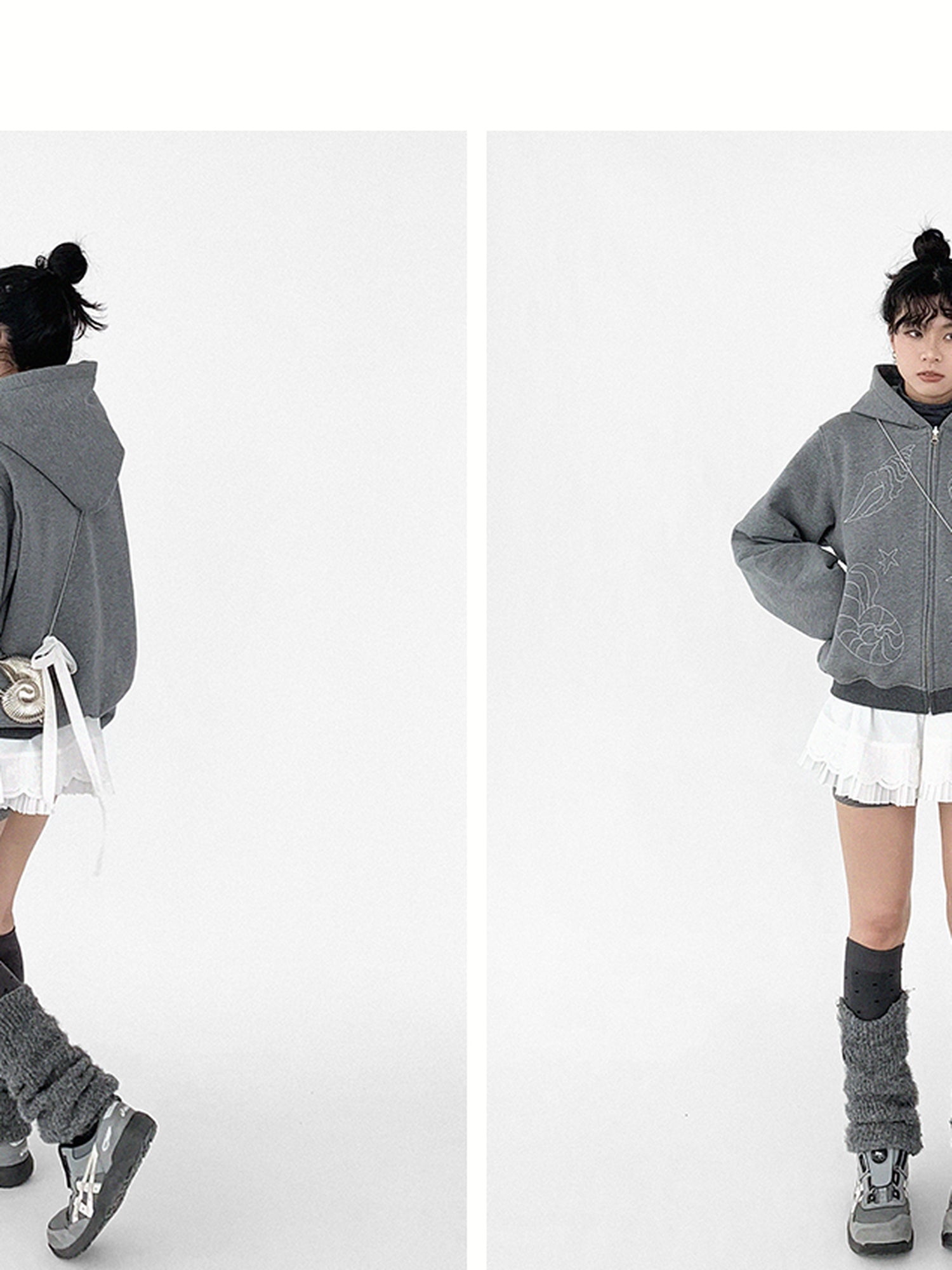 innomoood Embroidery Hooded Cardigan Short Jacket
