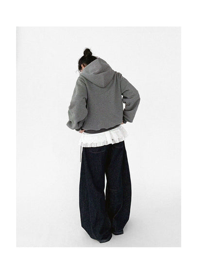 innomoood Embroidery Hooded Cardigan Short Jacket