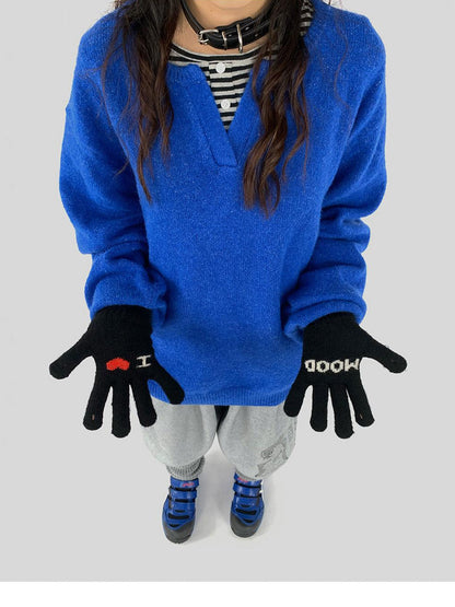 innomoood Emotional Touchscreen Wool Gloves With Heart Pattern