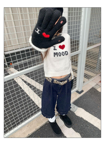 innomoood Emotional Touchscreen Wool Gloves With Heart Pattern