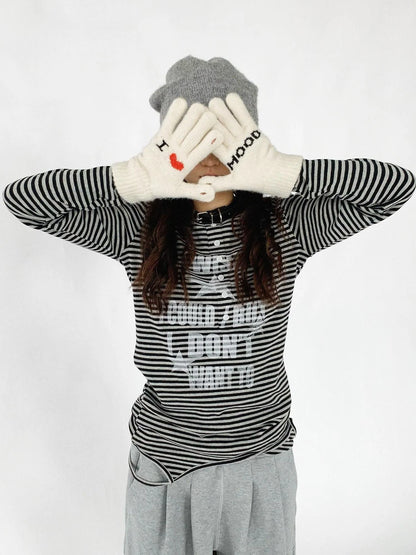 Emotional Touchscreen Wool Gloves With Heart Pattern