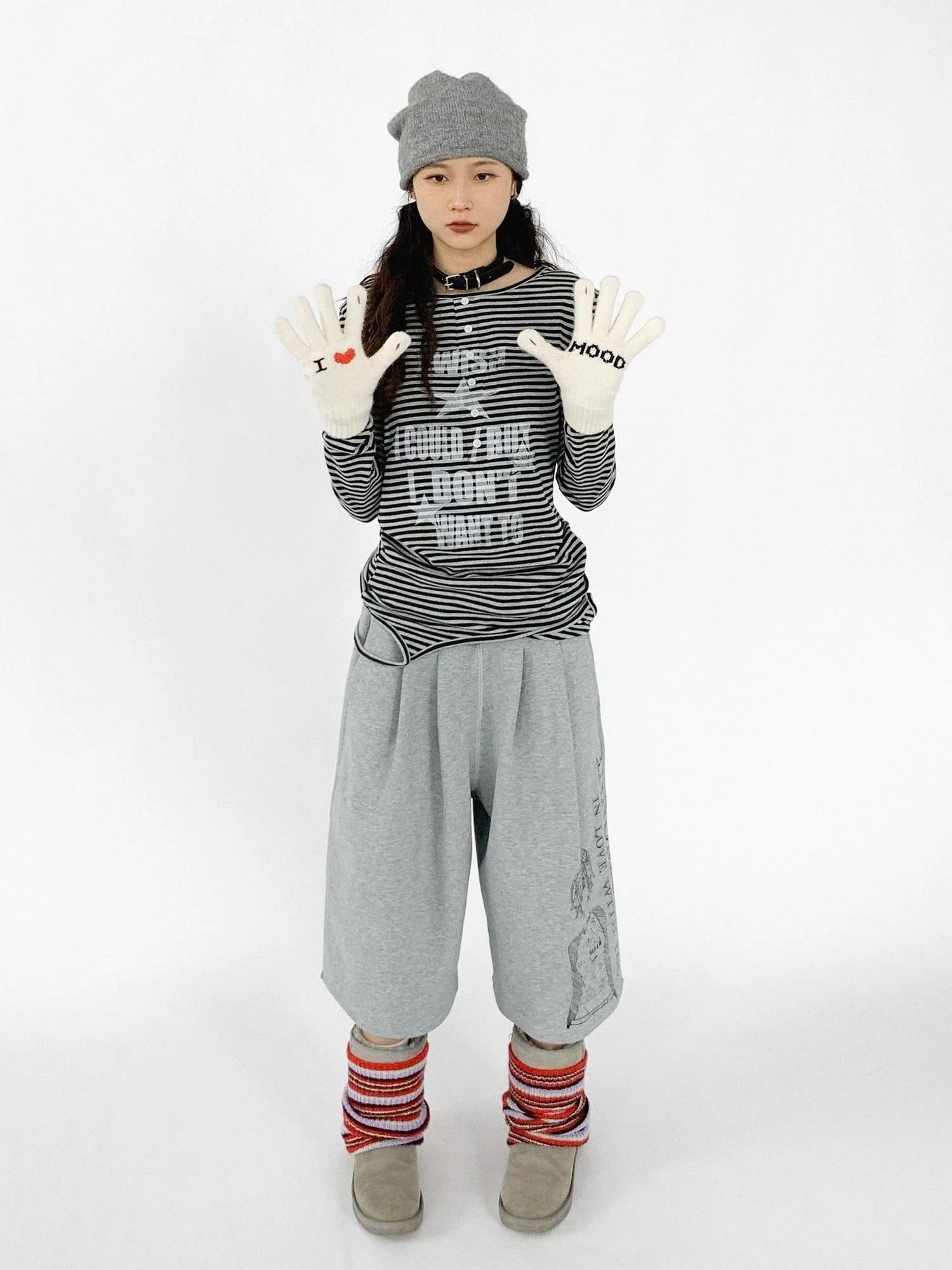 Emotional Touchscreen Wool Gloves With Heart Pattern