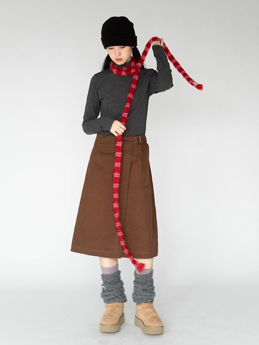 innomoood Feather Light Textured Scarf In Striped Colorblock