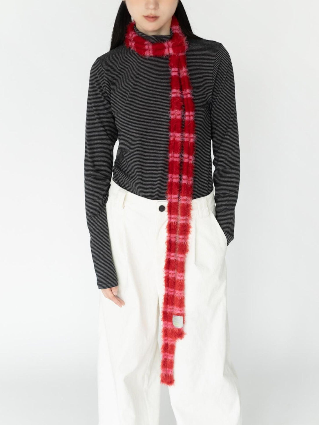 innomoood Feather Light Textured Scarf In Striped Colorblock