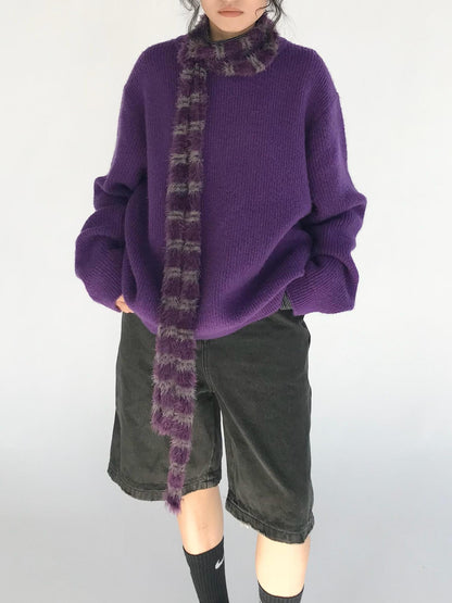 innomoood Feather Light Textured Scarf In Striped Colorblock