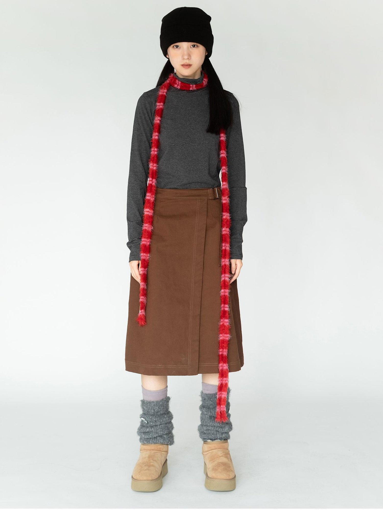 innomoood Feather Light Textured Scarf In Striped Colorblock