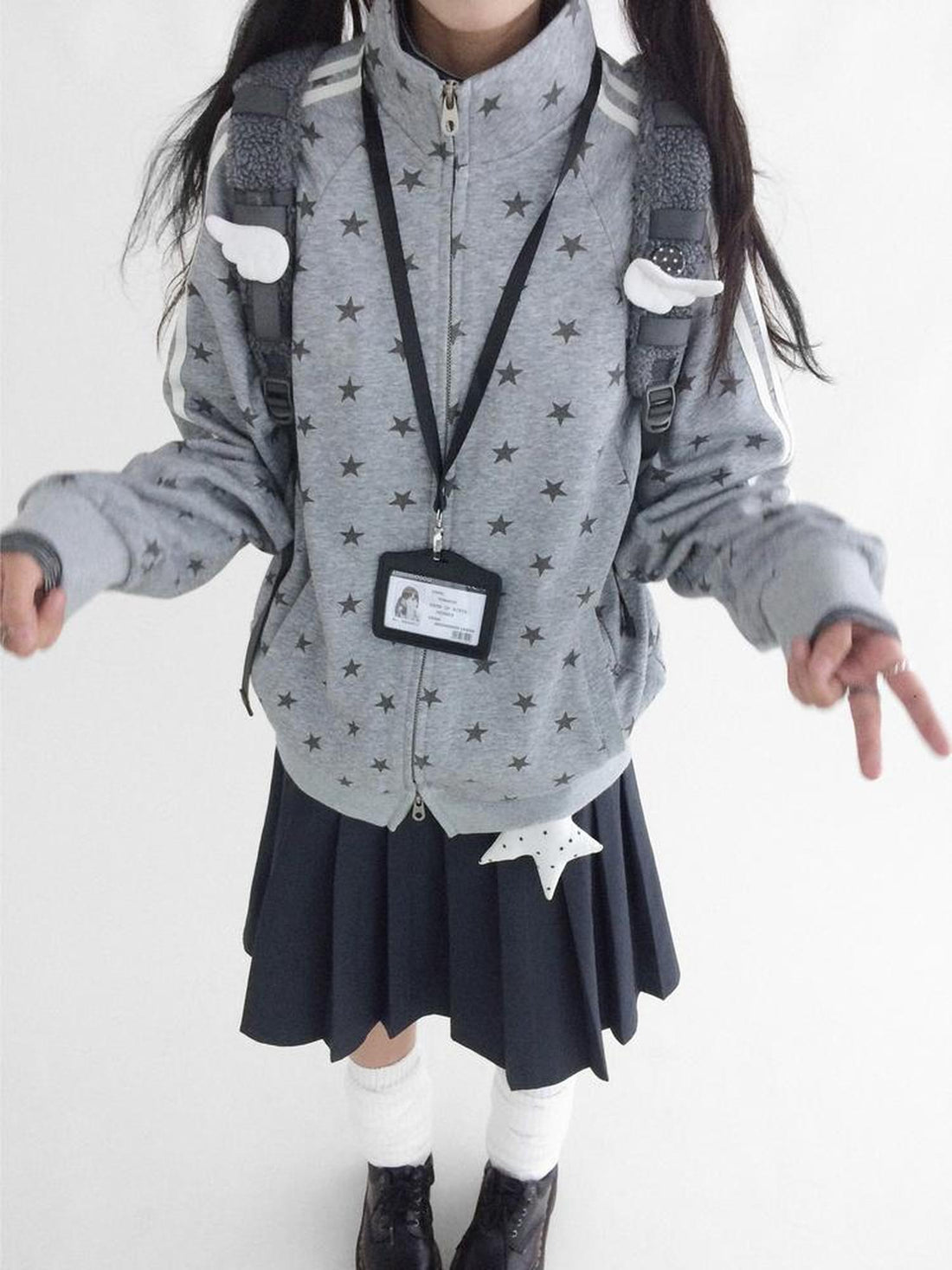 innomoood Fragment Star Print Hooded Sweatshirt