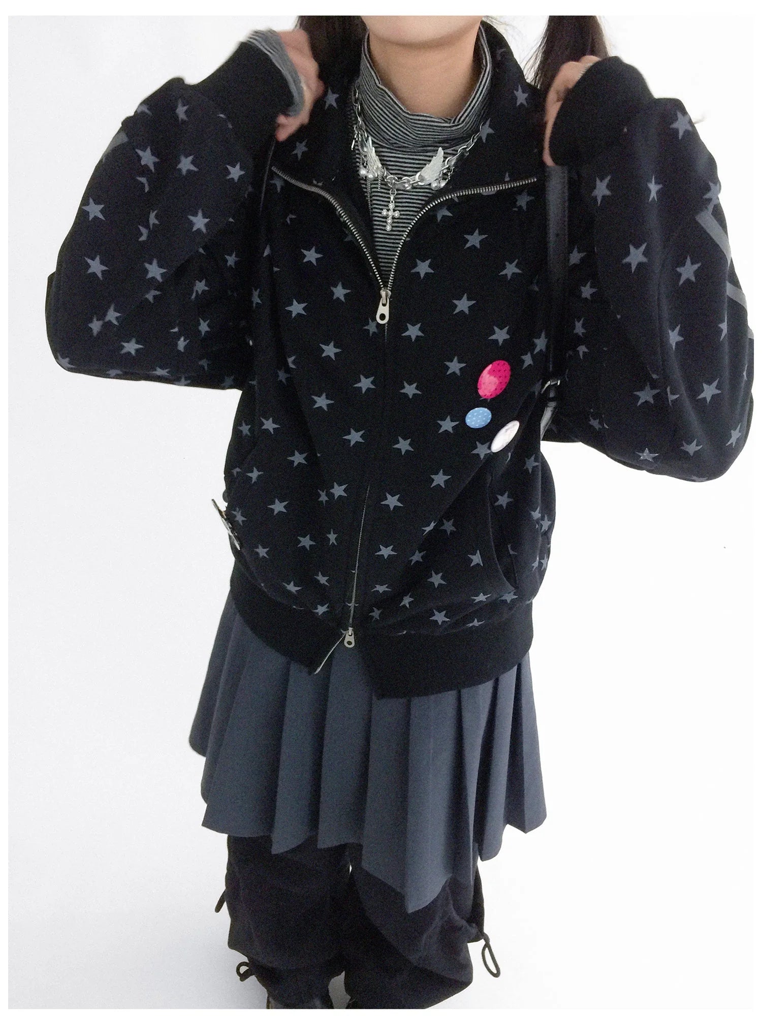 Fragment Star Print Hooded Sweatshirt