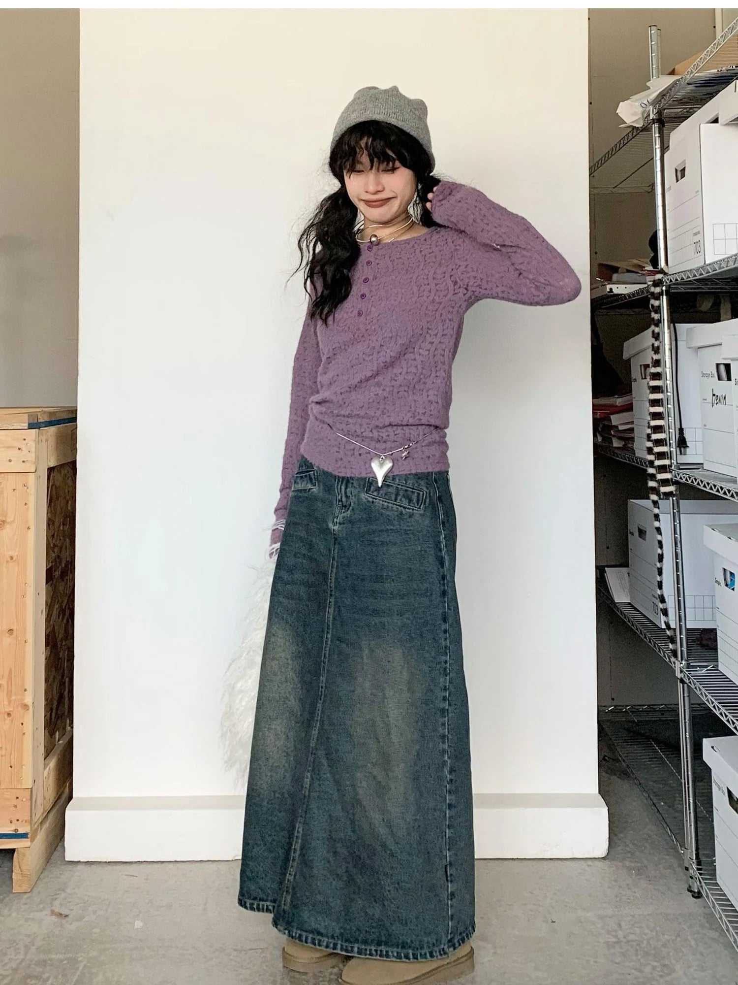 Furry Lace Thermal Long Sleeve Top With Scarf