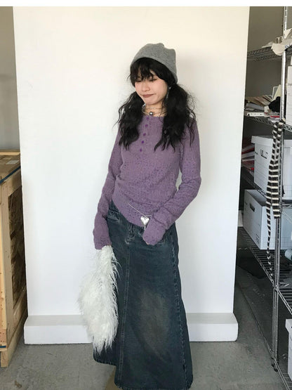 innomoood Furry Lace Thermal Long Sleeve Top With Scarf