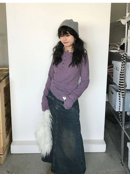 Furry Lace Thermal Long Sleeve Top With Scarf