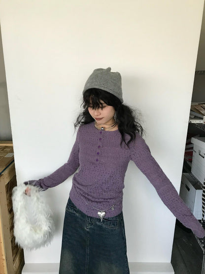 innomoood Furry Lace Thermal Long Sleeve Top With Scarf