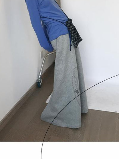 innomoood Fuzzy Print High Neck Cotton Long Sleeve Tee