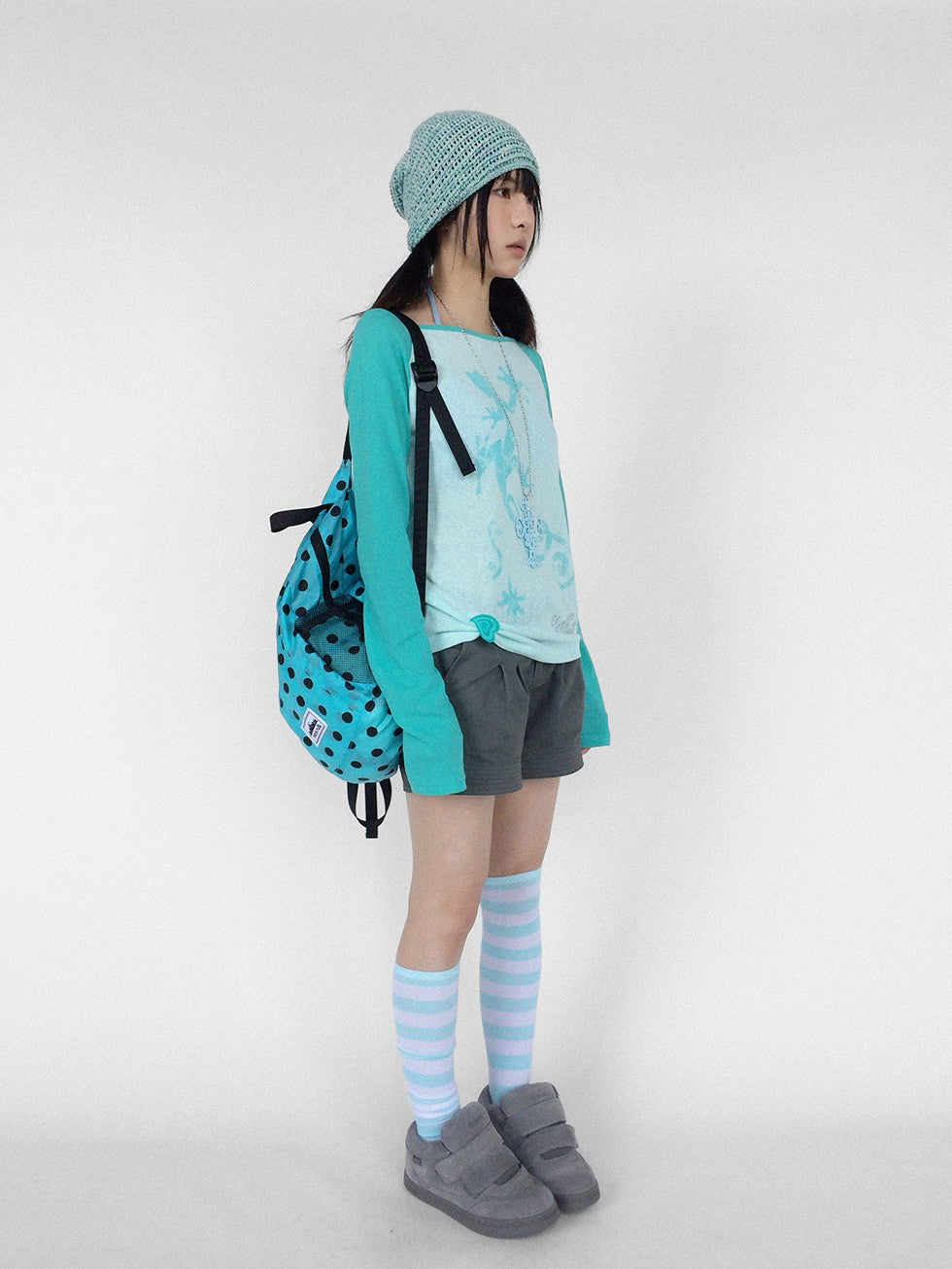 innomoood Gecko Print Color Block Raglan Sleeve Women&